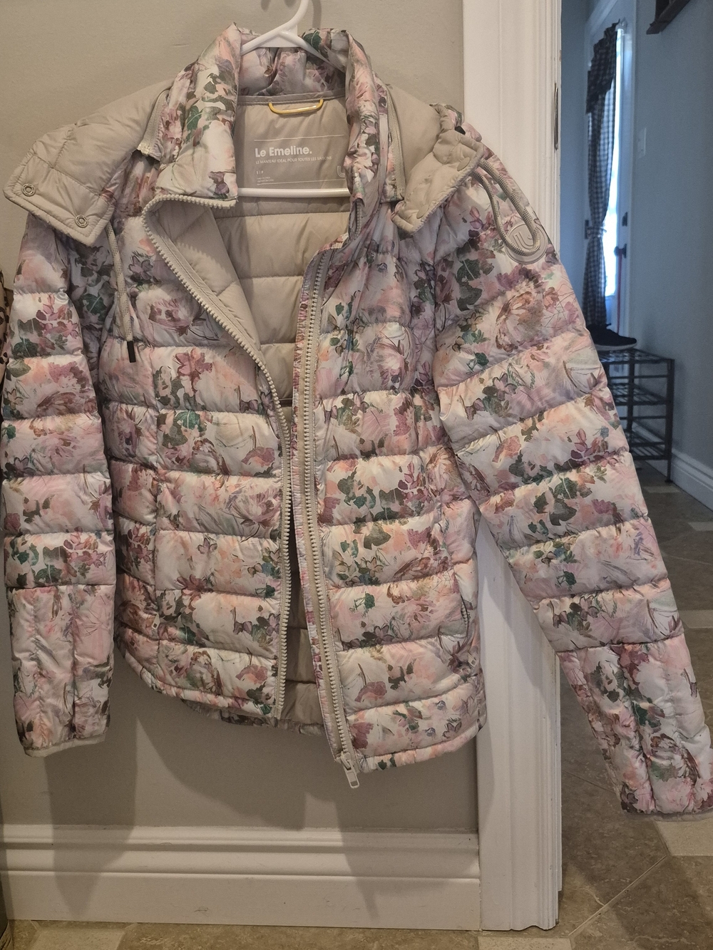 NEW LOLE Floral Quilted Puffer Jacket - Pink Floral Womens S